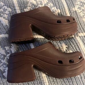CROCS Dark Brown Platform Mules